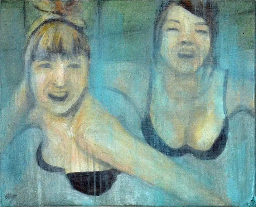 <p>Bleu (2014), acrílico y óleo sobre madera, 8x10 cm</p>
