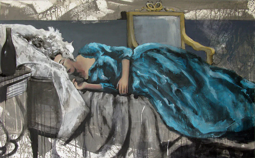 <p>María Antonieta (2015), acrílico y óleo sobre tela y madera, 80x130 cm</p>
