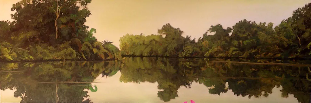<p>Selva y reflejo DOS | 2014 | Óleo sobre tela | 70x205cm</p>
