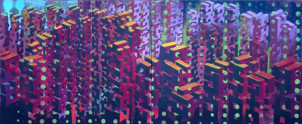 <p>2014 | Acrílico y aerosol sobre tela | 40 x 100 cm</p>
