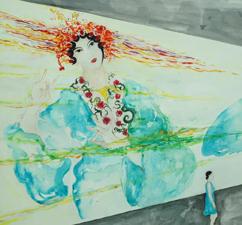 <p>PLonely Girl, de Ellen Zweig, de la serie Pintando la imagen-movimiento. 2009. Acrílico sobre tela. 120 x180 cm. Detalle</p>
