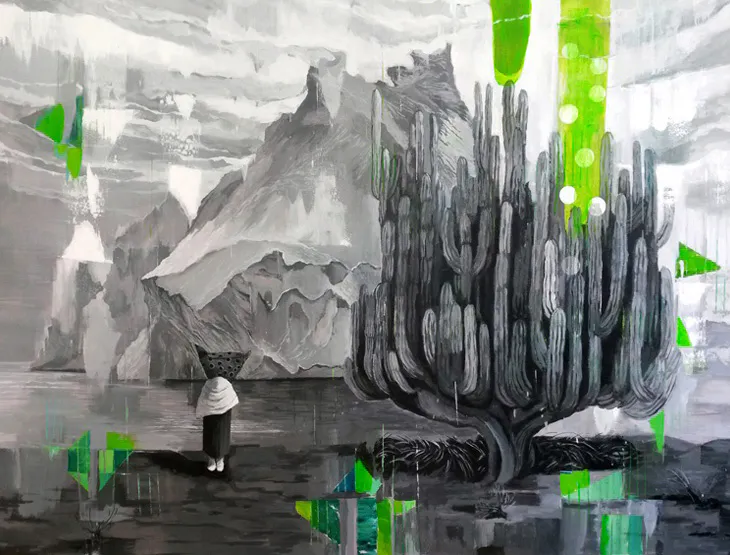 <p>Todo lo que ya no podrá ser o la hija de la tigrada, 2016 | Acrlílico s/lienzo | 150 x 180 cm</p>
