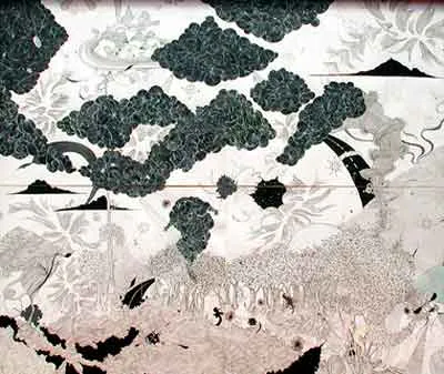 <p>Noche blanca | Gráfica y acuarela | 113 x 132 cm | 2004</p>
