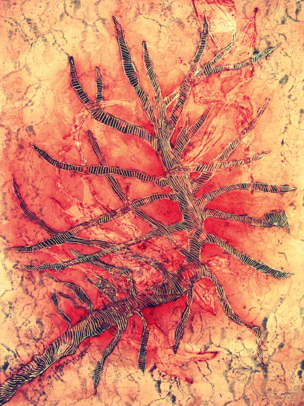 <p>Germina, arte objeto (detalle caja) | 25 x 30 x 5 cms | Punta seca, pátina,óleo y hoja de plata s/caja de aluminio y hojalata | 2012</p>
