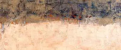 <p>El agua se ensimisma | Encaustica, tabla | 60 x 200 cm | 2003</p>
