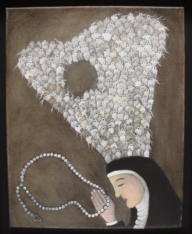 <p>Monjas etiquetas blancas | 2008-2009. Óleo sobre tela | 40 x 55 cm.</p>
