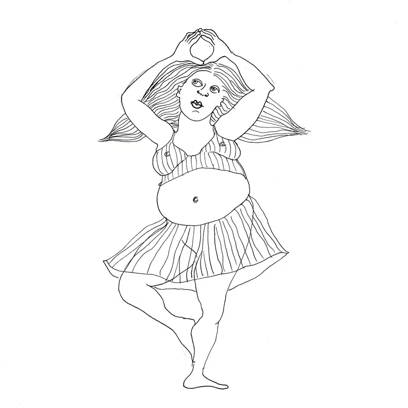 <p>Sentir el centro (Mujer en una pierna). 2018. Tinta sobre papel. 20 x 20 cm.</p>
