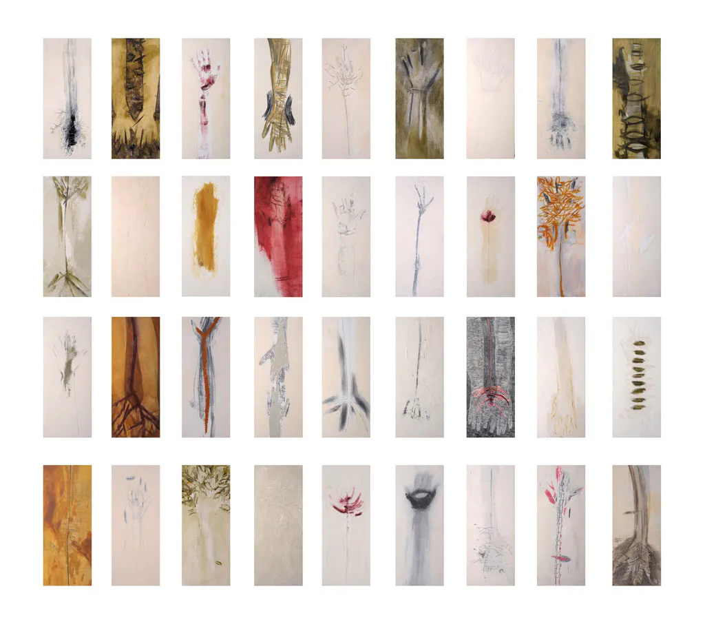 <p>Mis manos | políptico 36 piezas en óleo sobre lino sobre madera | 50X20 cm | 2009</p>
