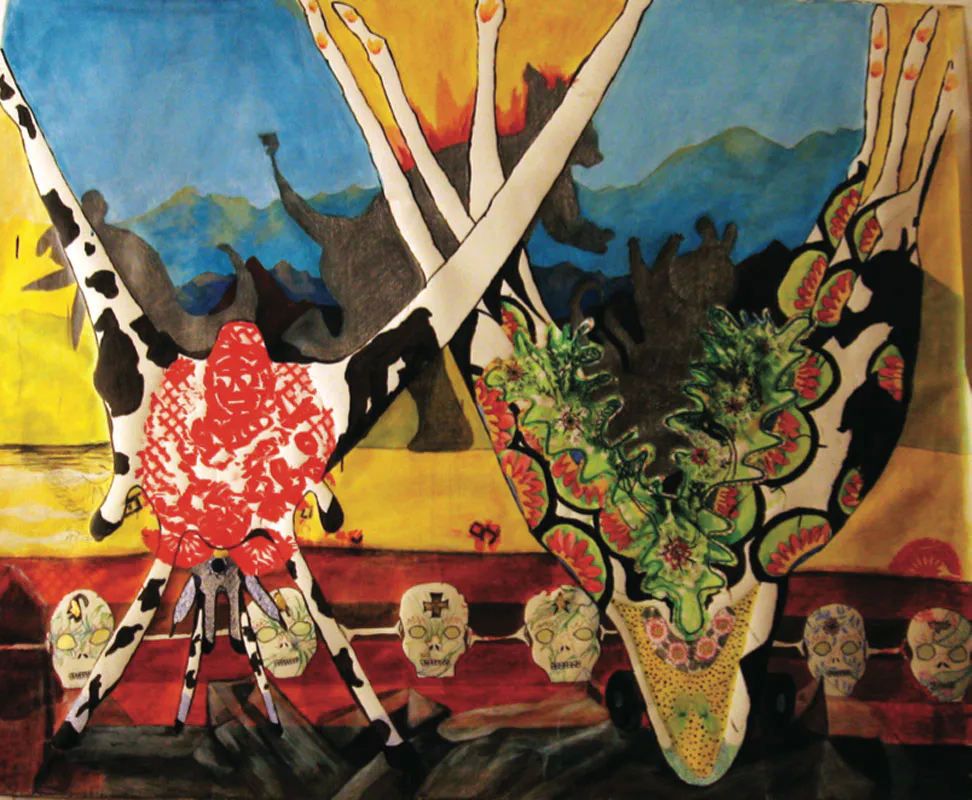 <p>Huída en Cristales Submarinos | Técnica Mixta | 2 x 1.40 m | 2009</p>
