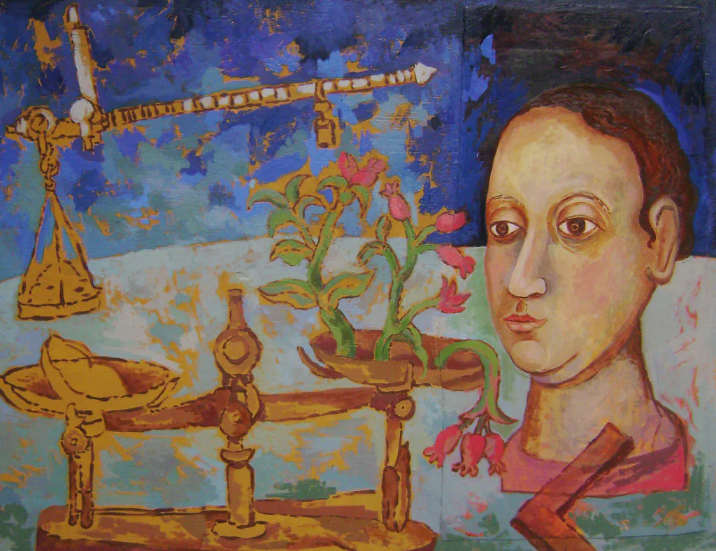 <p>Espectadora con balanza | 2014</p>
