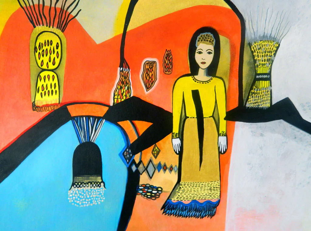 <p>De la serie: Efflorescence | Atravesada en el camino | Acrílico sobre papel | 2013</p>
